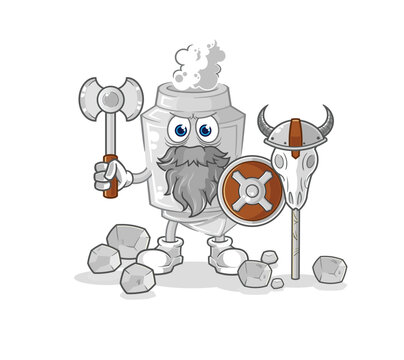 exhaust viking with an ax illustration. character vector