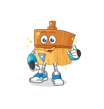 paintbrush robot character. cartoon mascot vector