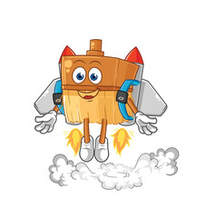 paintbrush with jetpack mascot. cartoon vector