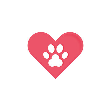 Dog paw vector icon heart logo valentine symbol french bulldog cartoon illustration clip art graphic simple
