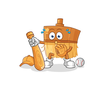 paintbrush baseball Catcher cartoon. cartoon mascot vector