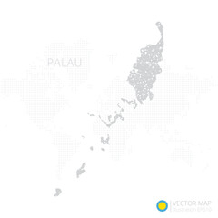 Palau grey map isolated on white background with abstract mesh line and point scales. Vector illustration eps 10