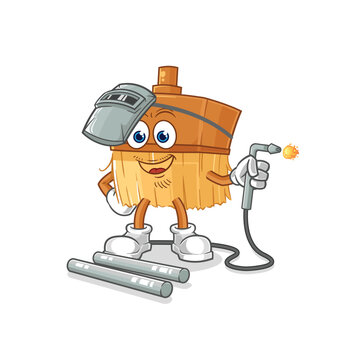 paintbrush welder mascot. cartoon vector