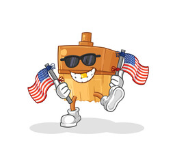 paintbrush american youth cartoon mascot vector