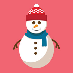 snowman with hat and scarf christmas illustration
