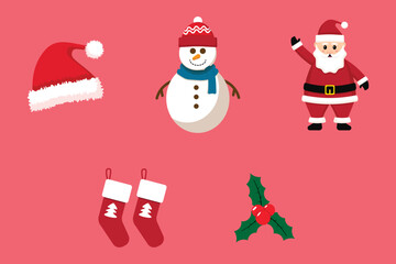 set of christmas icons and illustrations