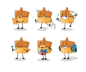 paintbrush children group character. cartoon mascot vector