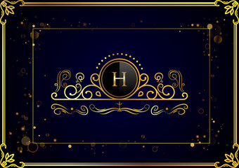 Luxury Letter H Logo Template In Gold Color. Royal Premium Logo Template Vector.
