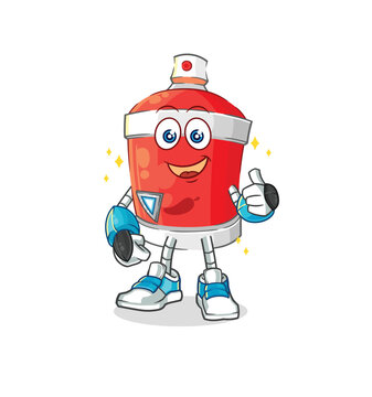 chili spray robot character. cartoon mascot vector
