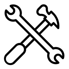 Icon Wrench Hammer With Style Outline