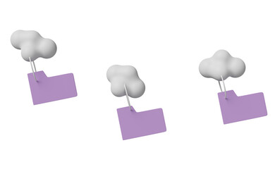 3d cloud folder icon isolated. cloud storage download, data transfering, datacenter connection network concept, 3d render illustration