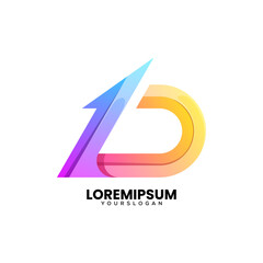 Vector logo illustration letter d gradient colorful style