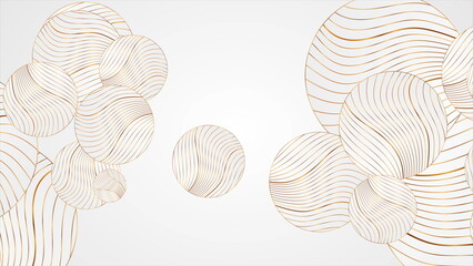 White abstract background with golden wavy pattern