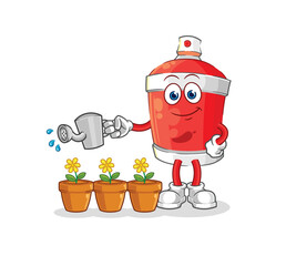 Naklejka premium chili spray watering the flowers mascot. cartoon vector