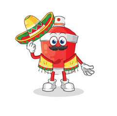 Obraz premium chili spray Mexican culture and flag. cartoon mascot vector