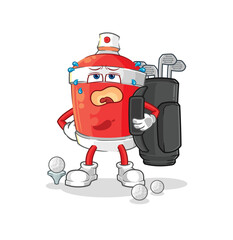 chili spray with golf equipment. cartoon mascot vector