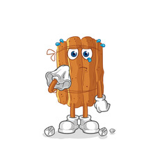 cinnamon cry with a tissue. cartoon mascot vector