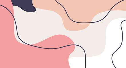 Fashion Stylish Templates with Organic Abstract Shapes and Line in Nude Pastel Colors Minimalist Background with Copy Space for Text or Message