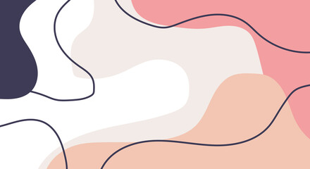 Fashion Stylish Templates with Organic Abstract Shapes and Line in Nude Pastel Colors Minimalist Background with Copy Space for Text or Message