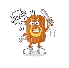 cinnamon knights attack with sword. cartoon mascot vector