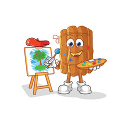 cinnamon artist mascot. cartoon vector