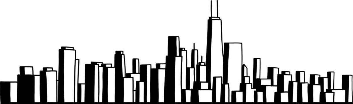 modern cityscape skyline outline doodle drawing © tanarch