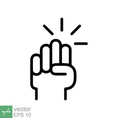 Hand knocking on door icon. Simple outline style. Knock, touch, knuckle, force, fight, fist, bump, punch, strong, knocker concept. Line vector illustration isolated on white background. EPS 10. - obrazy, fototapety, plakaty