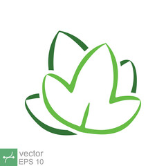 Green leaf icon. Simple flat style. Two leaf ecology, eco green, nature, organic, spring, floral, plant, environment concept. Vector illustration isolated on white background. EPS 10.