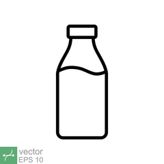 Milk bottle icon. Simple outline style. Linear style pictogram, calcium, cow, dairy, food and drink concept. Line vector illustration isolated on white background. EPS 10.