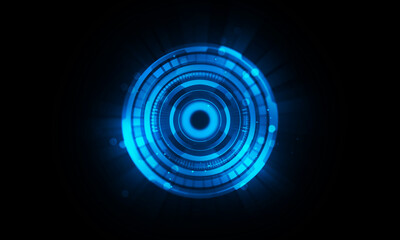 Sci Fi HUD Abstract Background, Blue circle with analog wave, dash circle and glowing style.