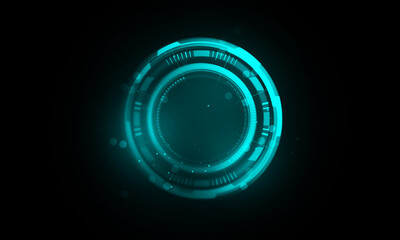 Sci Fi HUD Abstract Background, Blue circle with analog wave, dash circle and glowing style.