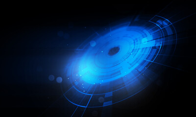 Sci Fi HUD Abstract Background, Blue circle with analog wave, dash circle and glowing style.