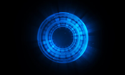 Sci Fi HUD Abstract Background, Blue circle with analog wave, dash circle and glowing style.