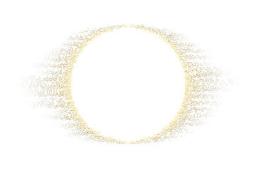 Abstract gold glitter dot particles flowing circle frame isolated on transparent background for design element of background, banner, invitation card in concept luxury, Christmas, new year.