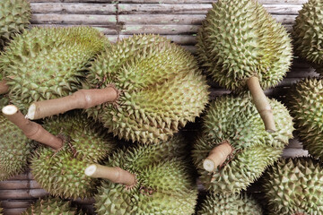Top view of durian fruit on the floor 