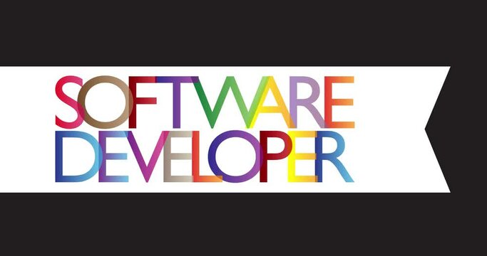 Animated white retro, vintage ribbon with the text Software Developer.