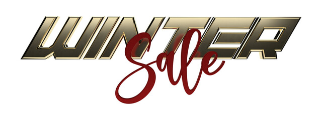 Isolated Golden Winter Sale Collection for Advertising Campaigns in 3D Render Illustration.