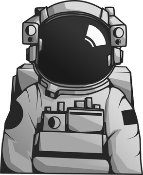 Cute astronaut or cosmonaut cartoon mascot character vector illustration isolated on white background, good for science astronomy education funny for kid and children content