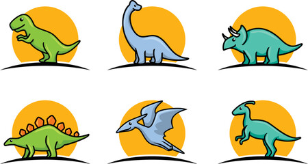 Flat dinosaur collection