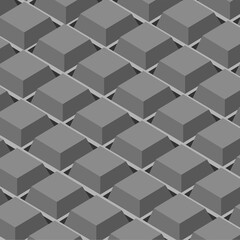 Black three dimensional square Similar to the keys of a tiled keyboard.