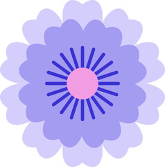 purple flower isolated on transparent  background illustration floral design element, png, clip art, icon