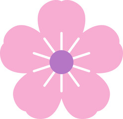 abstract pink flower with 5 petals isolated on transparent  background illustration floral design element, png, clip art, icon