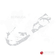 Obraz premium Bermuda grey map isolated on white background with abstract mesh line and point scales. Vector illustration eps 10