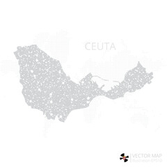 Ceuta grey map isolated on white background with abstract mesh line and point scales. Vector illustration eps 10