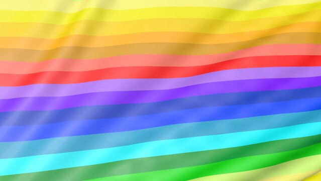 The 3d LGBT flag is flying in slow motion. Gonfalon of sexual minorities.