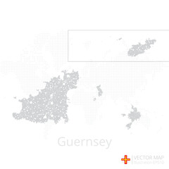 Guernsey grey map isolated on white background with abstract mesh line and point scales. Vector illustration eps 10