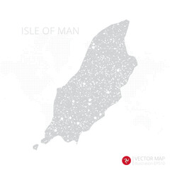 Isle of Man grey map isolated on white background with abstract mesh line and point scales. Vector illustration eps 10