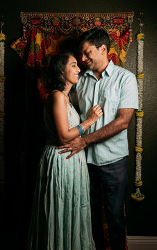 A couple's portrait dressed traditional during Diwali 