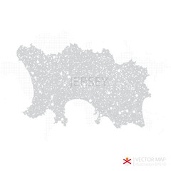 Jersey grey map isolated on white background with abstract mesh line and point scales. Vector illustration eps 10