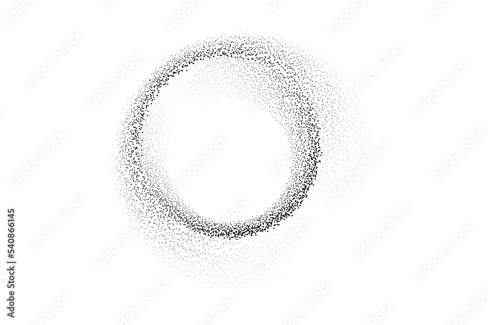 Poster Abstract circle frame black dot particles pattern flowing isolated on transparent background in concept technology, modern, science.
